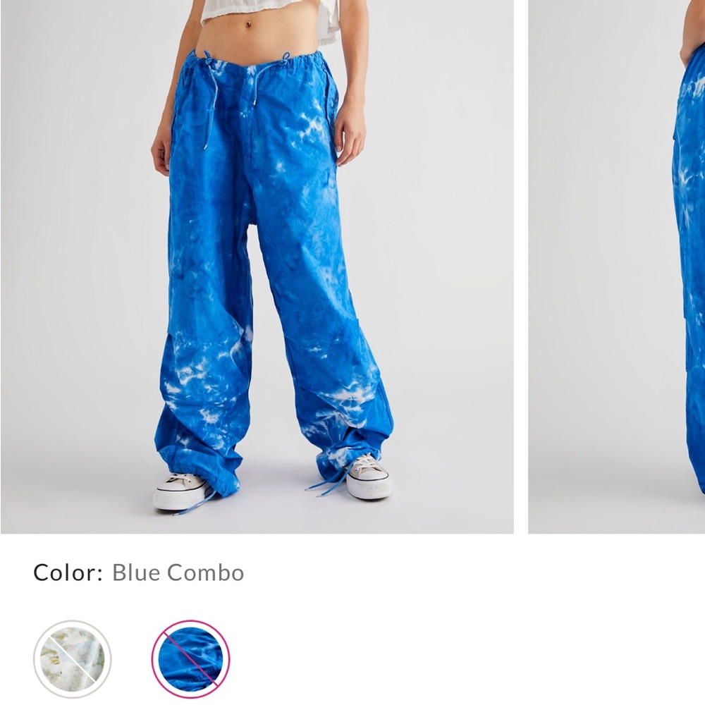 Free People Blue Combo Wide Leg Pants